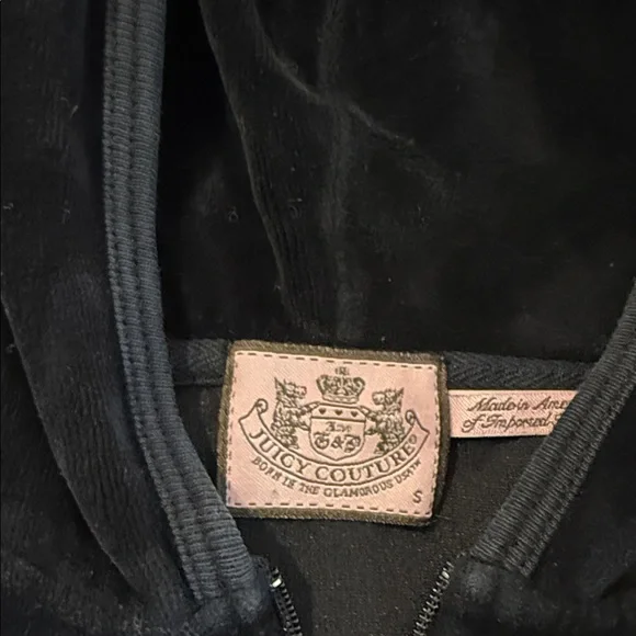 Juicy Couture Black Velour Hoodie - Picture 2 of 3